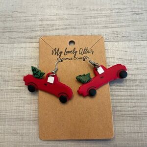 Red Clay Truck Earrings